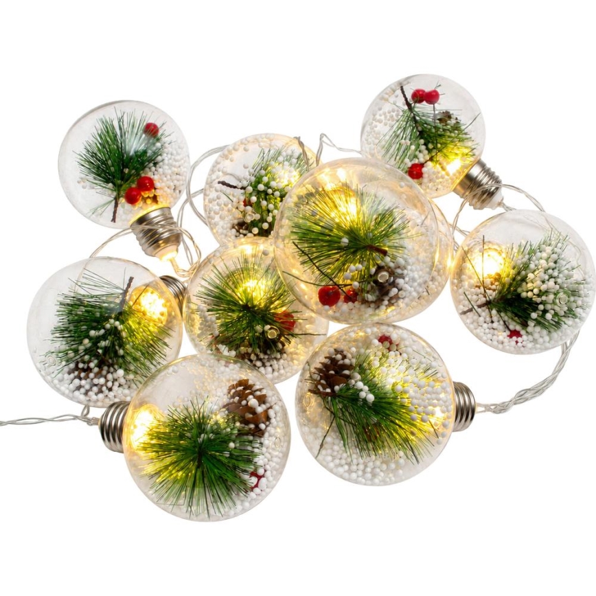 Catena luminosa LED natalizia 10xLED/3xAAA/bianco caldo 2,1m sfere