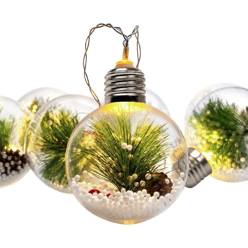 Catena luminosa LED natalizia 10xLED/3xAAA/bianco caldo 2,1m sfere