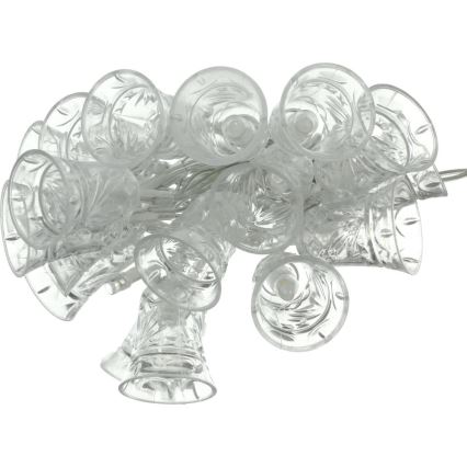Catena luminosa natalizia a LED, 20 LED, alimentazione 3x AA, bianco caldo, 2,2 m, con campanelle