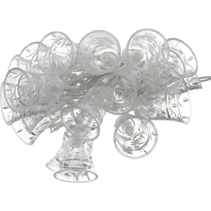 Catena luminosa natalizia a LED, 20 LED, alimentazione 3x AA, bianco caldo, 2,2 m, con campanelle