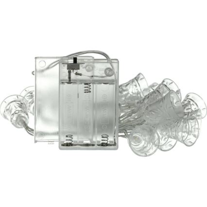 Catena luminosa natalizia a LED, 20 LED, alimentazione 3x AA, bianco caldo, 2,2 m, con campanelle