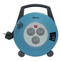 Retlux - Cavo di prolunga su avvolgicavo 3 prese Tipo E 10 m blu/nero