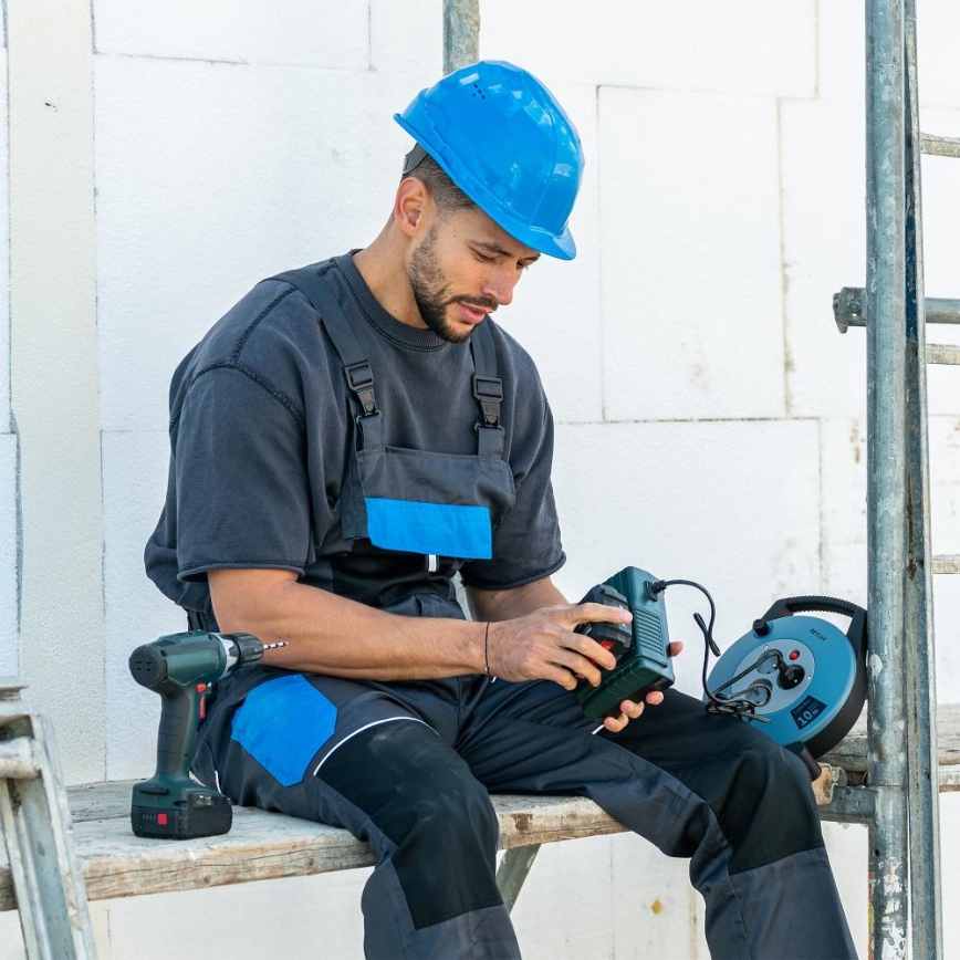 Retlux - Cavo di prolunga su avvolgicavo 3 prese Tipo E 10 m blu/nero