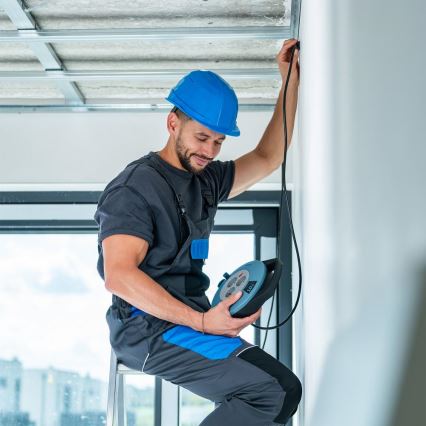 Retlux - Cavo di prolunga su avvolgicavo 3 prese Tipo E 10 m blu/nero