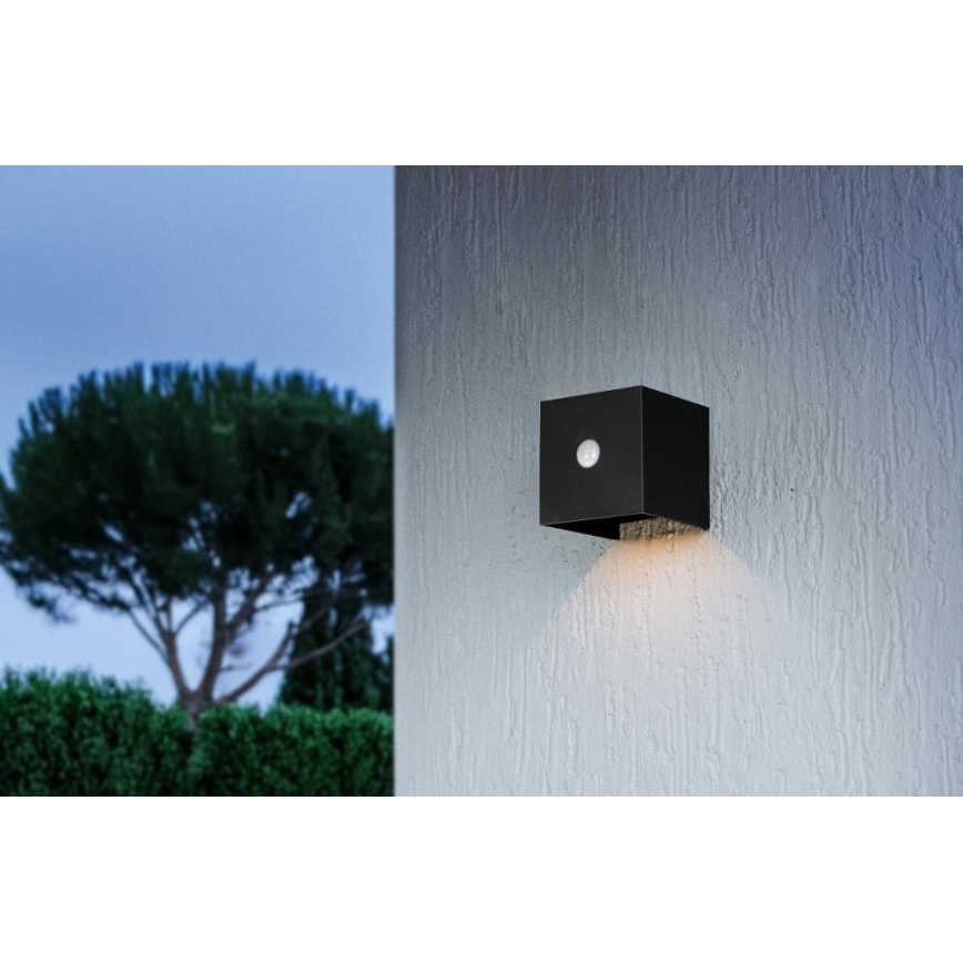 Retlux - Lampada da parete solare a LED con sensore, LED/1W/3,7V, 1200 mAh, IP44, nera
