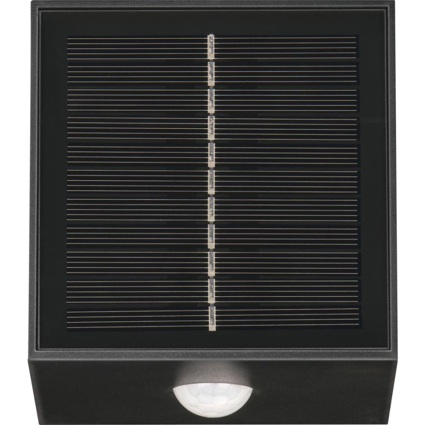 Retlux - Lampada da parete solare a LED con sensore, LED/1W/3,7V, 1200 mAh, IP44, nera