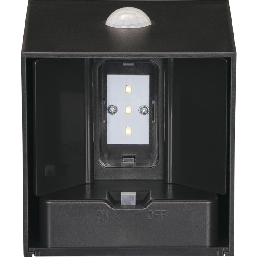 Retlux - Lampada da parete solare a LED con sensore, LED/1W/3,7V, 1200 mAh, IP44, nera