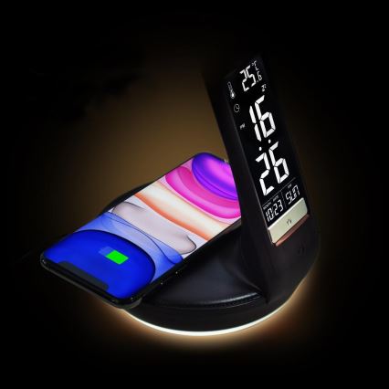 Lampada da tavolo LED dimmerabile con ricarica wireless	 Qi 5W e display LED/6W/230V 3000/4000/6000K nero