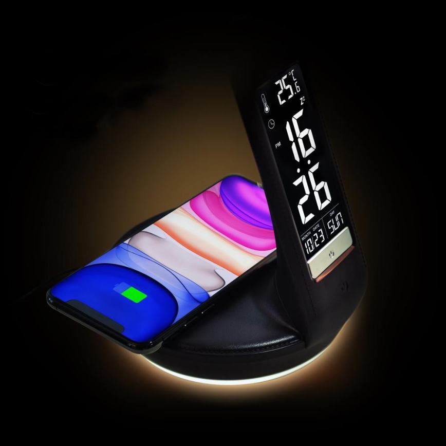 Lampada da tavolo LED dimmerabile con ricarica wireless	 Qi 5W e display LED/6W/230V 3000/4000/6000K nero