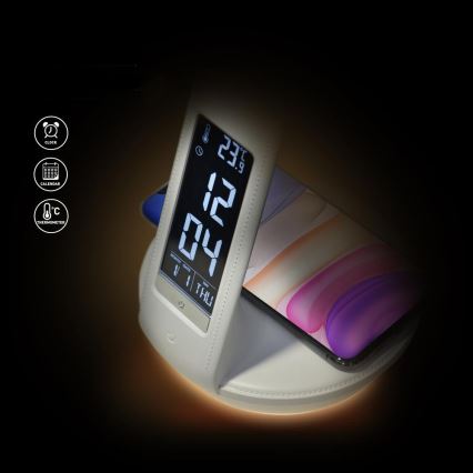 Retlux - Lampada LED dimmerabile con ricarica wireless Qi e display LED/6W/230V 3000/4000/6000K bianco