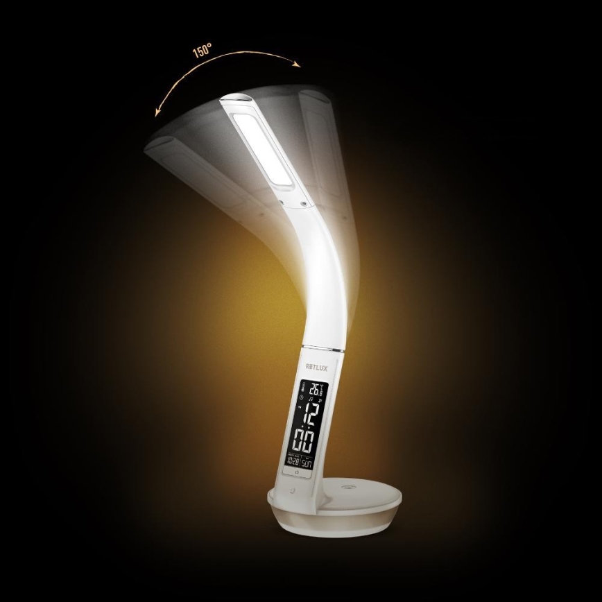 Retlux - Lampada LED dimmerabile con ricarica wireless Qi e display LED/6W/230V 3000/4000/6000K bianco