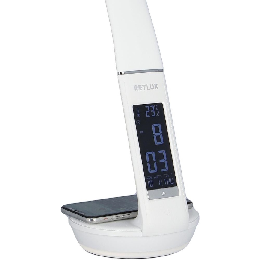 Retlux - Lampada LED dimmerabile con ricarica wireless Qi e display LED/6W/230V 3000/4000/6000K bianco