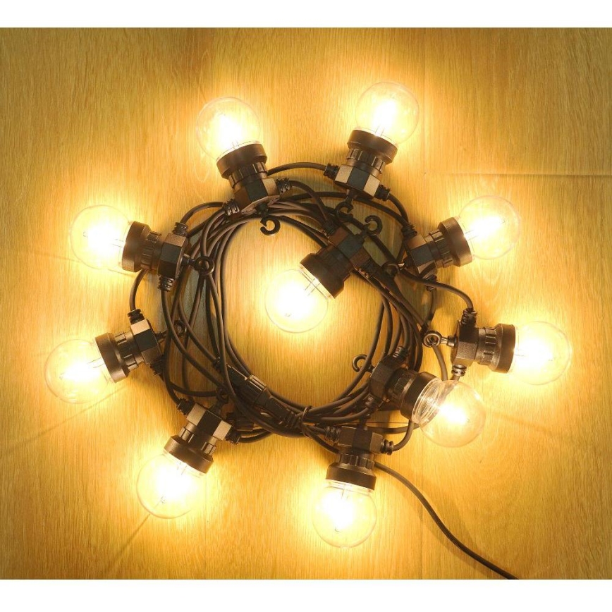 Catena luminosa decorativa LED per esterni GIRLANDA G45 10xE27/230V 8m IP44 bianco caldo