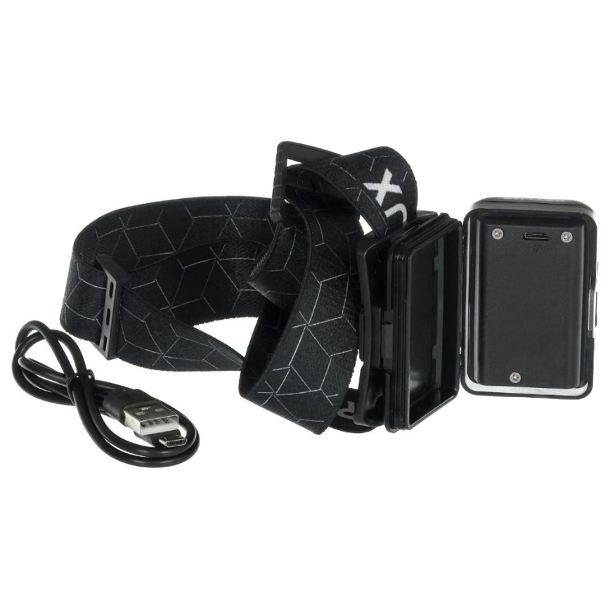 LED Torcia frontale ricaricabile LED/3W/1200 mAh IP67 nera