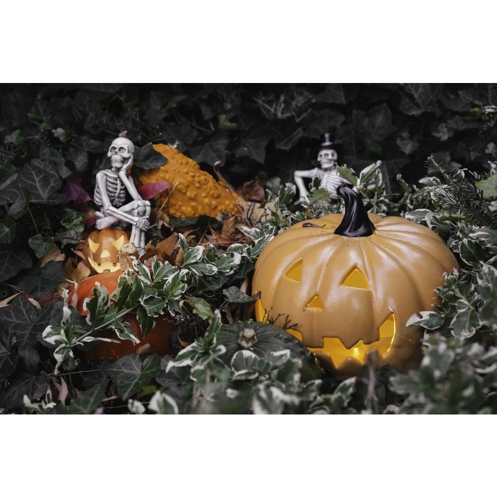 3 Mini Lanterne Di Zucca LED A Batteria Per Halloween - Decorazioni Luminose In Plastica Per Interni Ed Esterni - Simpatico Viso Sorridente