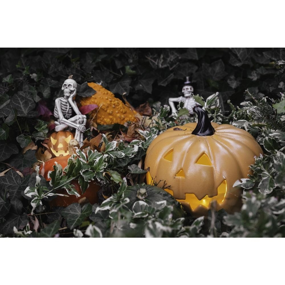 3 Mini Lanterne Di Zucca LED A Batteria Per Halloween - Decorazioni Luminose In Plastica Per Interni Ed Esterni - Simpatico Viso Sorridente