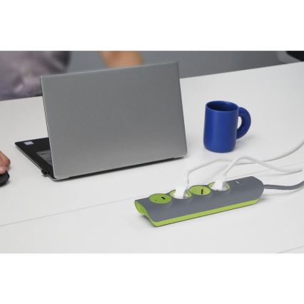 Retlux - Multipresa con interruttore 3 prese Tipo E + 1x USB-A + 1x USB-C, 1,4 m, grigio