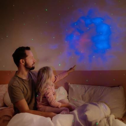 Proiettore LED per bambini 230V astronauta 12,5 cm + telecomando