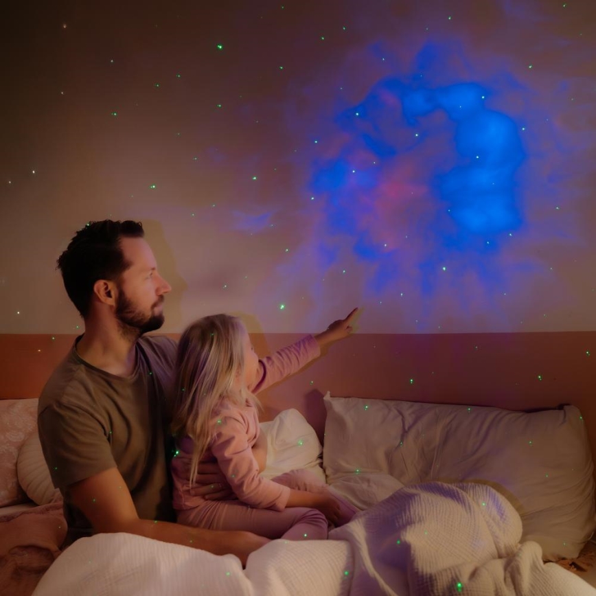 Proiettore LED per bambini 230V astronauta 12,5 cm + telecomando