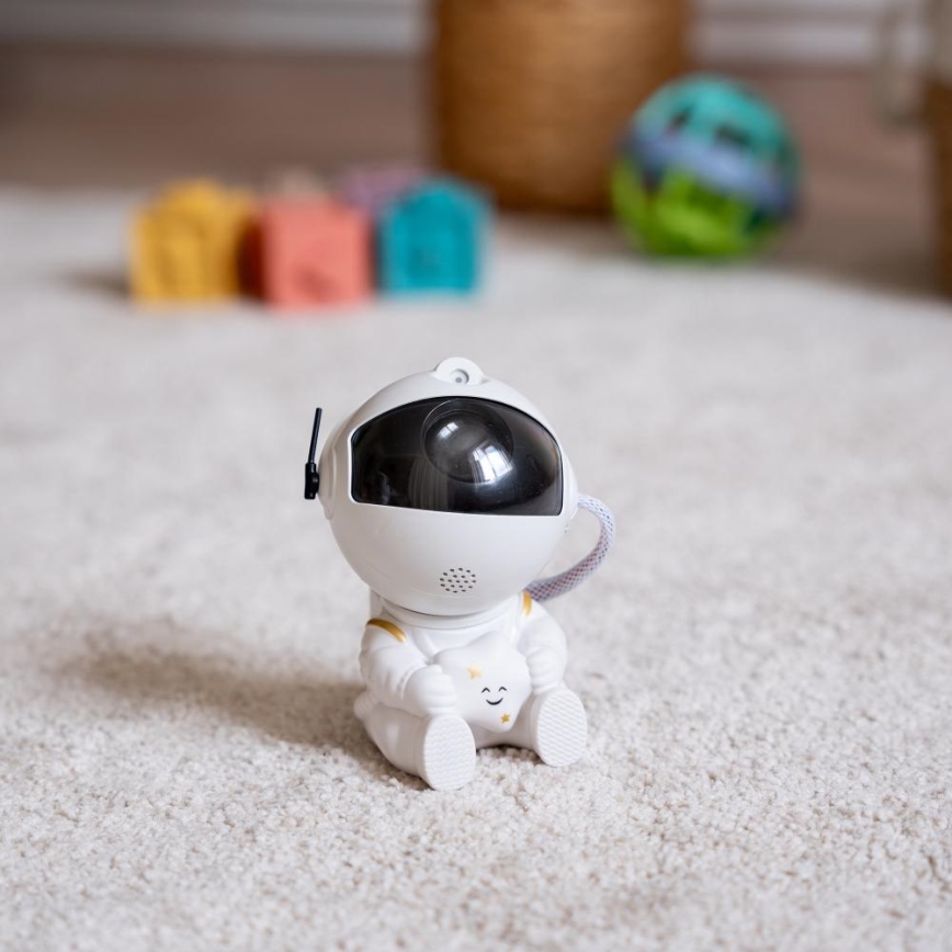 Proiettore LED per bambini 230V astronauta 12,5 cm + telecomando