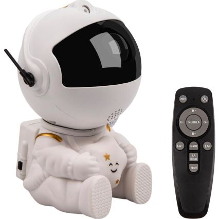 Proiettore LED per bambini 230V astronauta 12,5 cm + telecomando