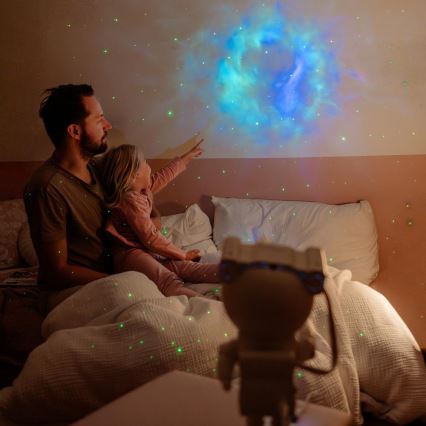 Retlux - Proiettore LED per bambini 230V astronauta 23,3 cm + telecomando