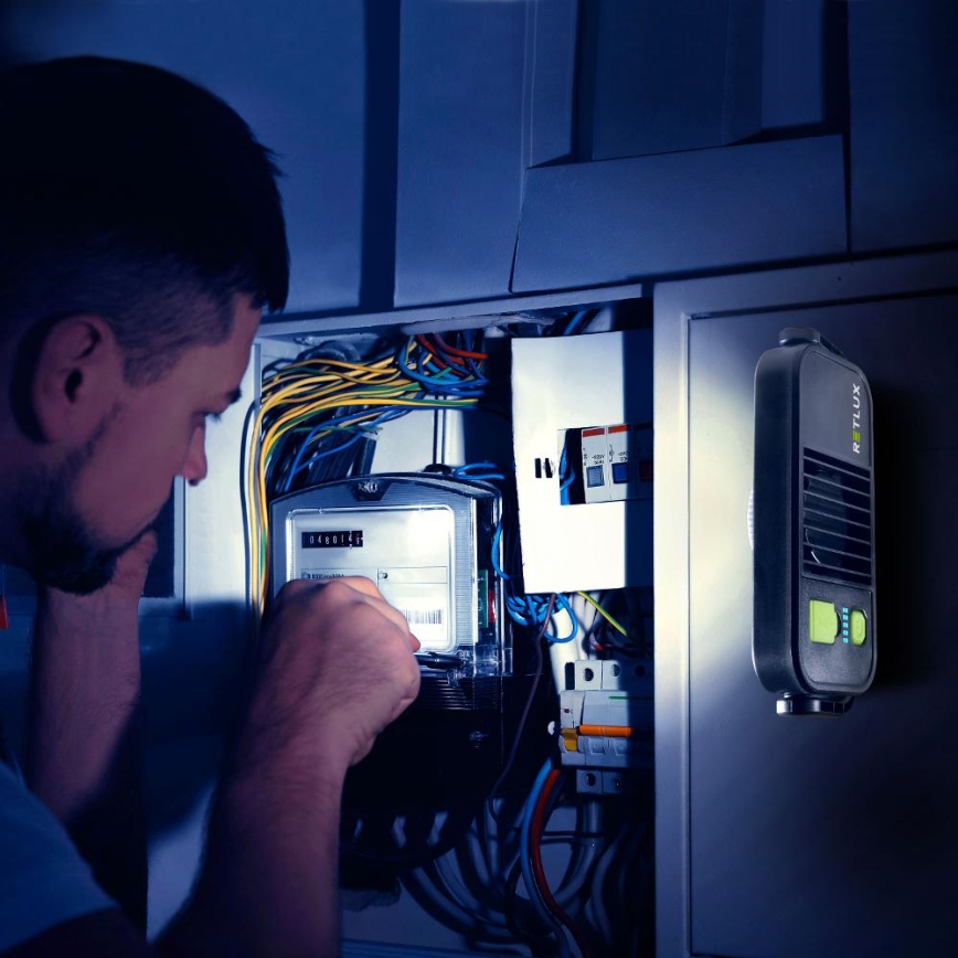 Torcia da lavoro a LED con funzione di power bank, 4400 mAh, IP44, gialla/nera