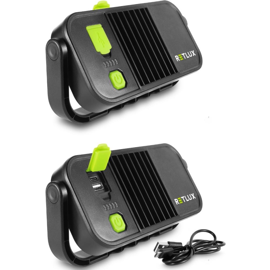 Torcia da lavoro a LED con funzione di power bank, 4400 mAh, IP44, gialla/nera