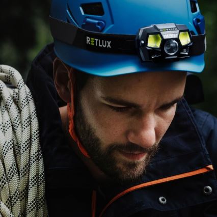 Lampada frontale ricaricabile a LED con sensore — 3W, batteria 900 mAh, IP44, nero