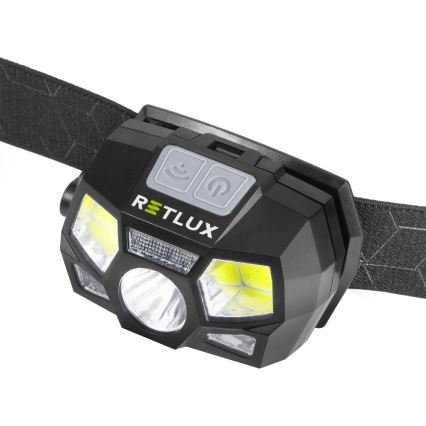 Lampada frontale ricaricabile a LED con sensore — 3W, batteria 900 mAh, IP44, nero