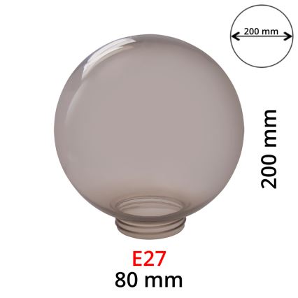 Paralume fumé di ricambio per applique E27 diametro 20 cm