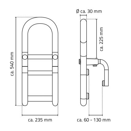 Ridder - Maniglione per vasca 54x23,5 cm bianco