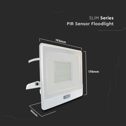 Riflettore LED con sensore LED/50W/230V 4000K IP65 bianco