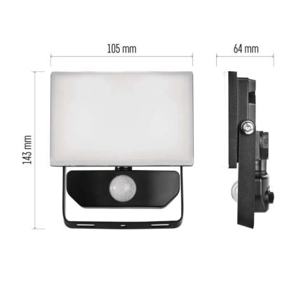 Riflettore LED con sensore TAMBO LED/10W/230V 4000K IP54
