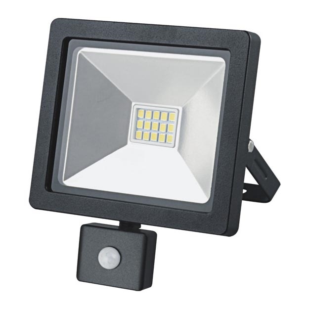 Riflettore LED da esterno con sensore SLIM LED/10W/230V nero