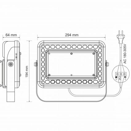 Riflettore LED da esterno PROFI LED/100W/180-305V IP65