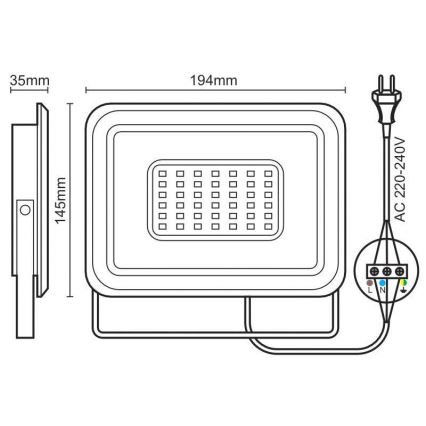 Riflettore LED LED/50W/230V 4000K IP65