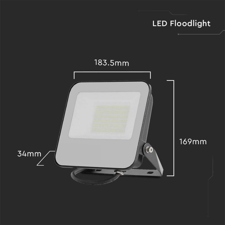 Riflettore LED SAMSUNG CHIP LED/50W/230V 4000K IP65 nero