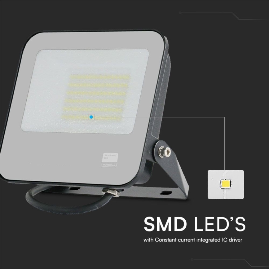 Riflettore LED SAMSUNG CHIP LED/50W/230V 6500K IP65 nero