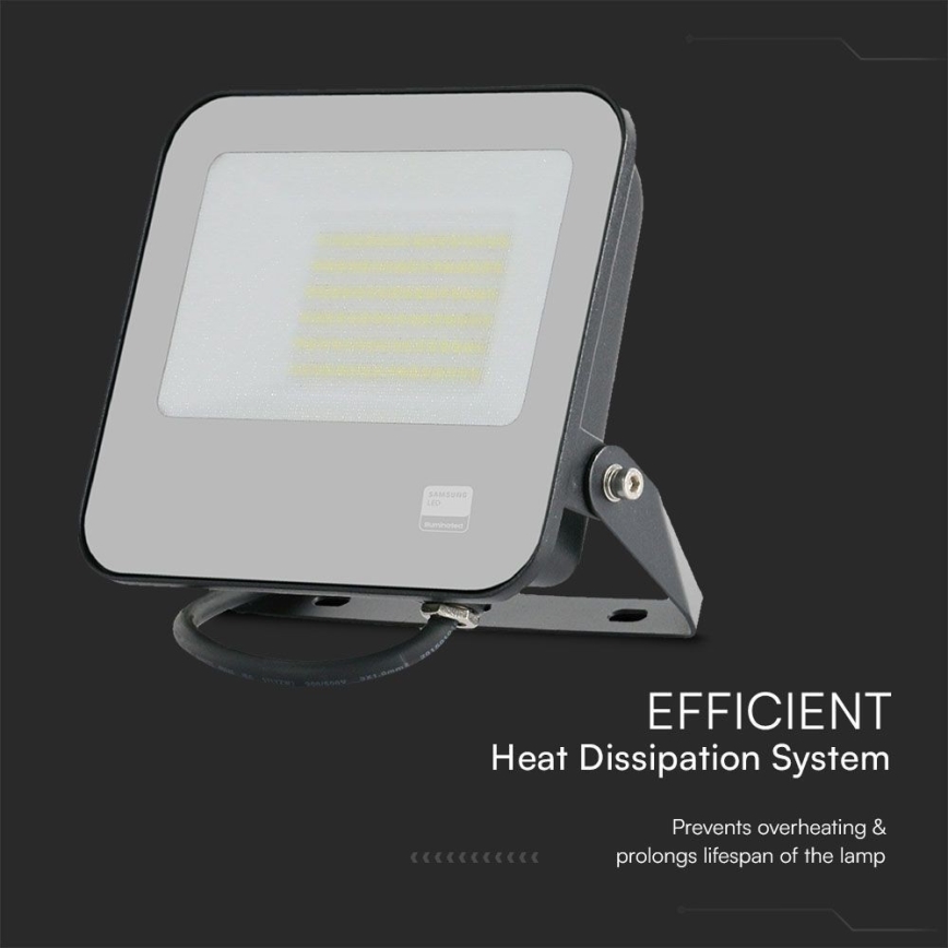 Riflettore LED SAMSUNG CHIP LED/50W/230V 6500K IP65 nero