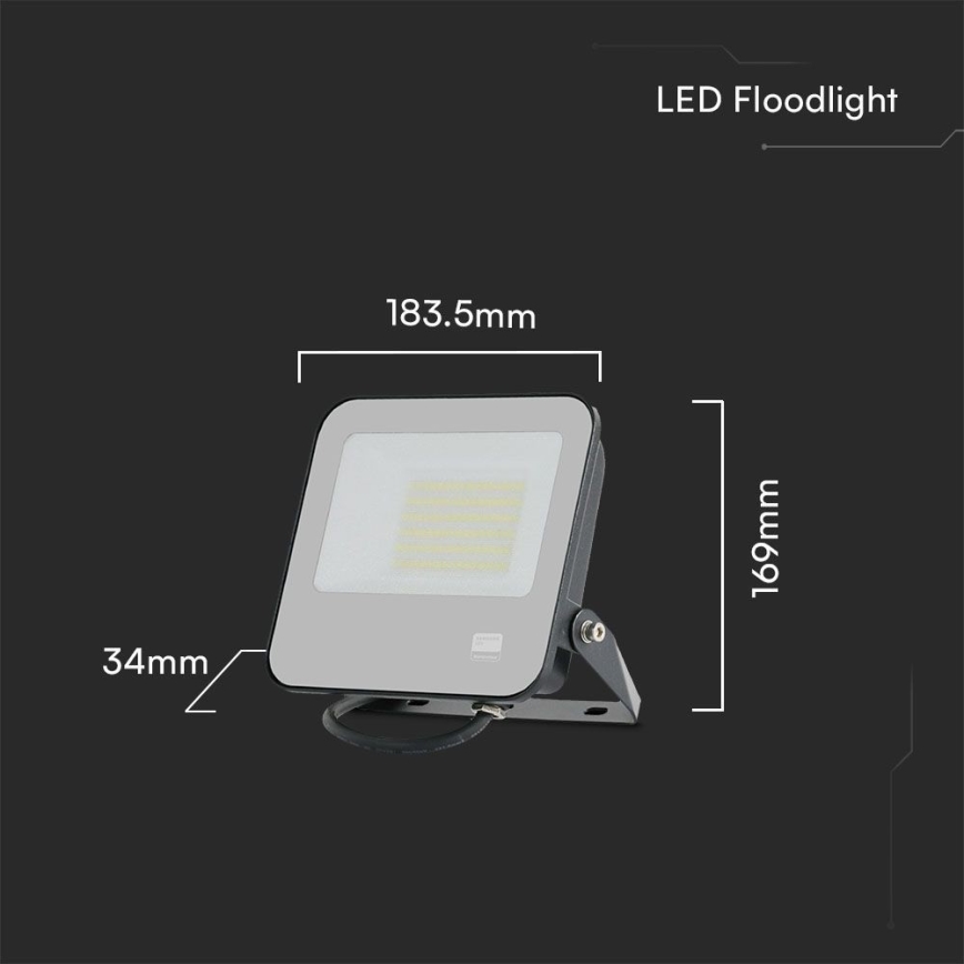 Riflettore LED SAMSUNG CHIP LED/50W/230V 6500K IP65 nero
