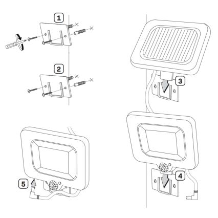 Riflettore LED solare con sensore DUO LED/1W/3,7V 1200 mAh IP44