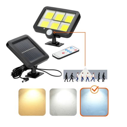 Riflettore LED solare con sensore LED/1,5W/3,7V 6000K IP44 1200 mAh