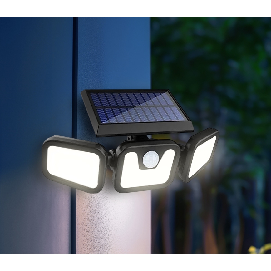 Riflettore LED solare con sensore LED/1,5W/3,7V 6000K IP44 2400 mAh
