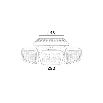 Riflettore LED solare con sensore LED/1,5W/3,7V 6000K IP44 2400 mAh