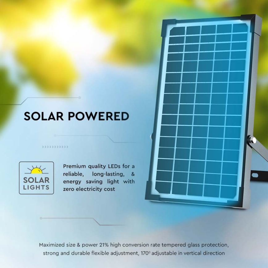 Riflettore LED solare con sensore LED/30W/6,4V 4000K + telecomando