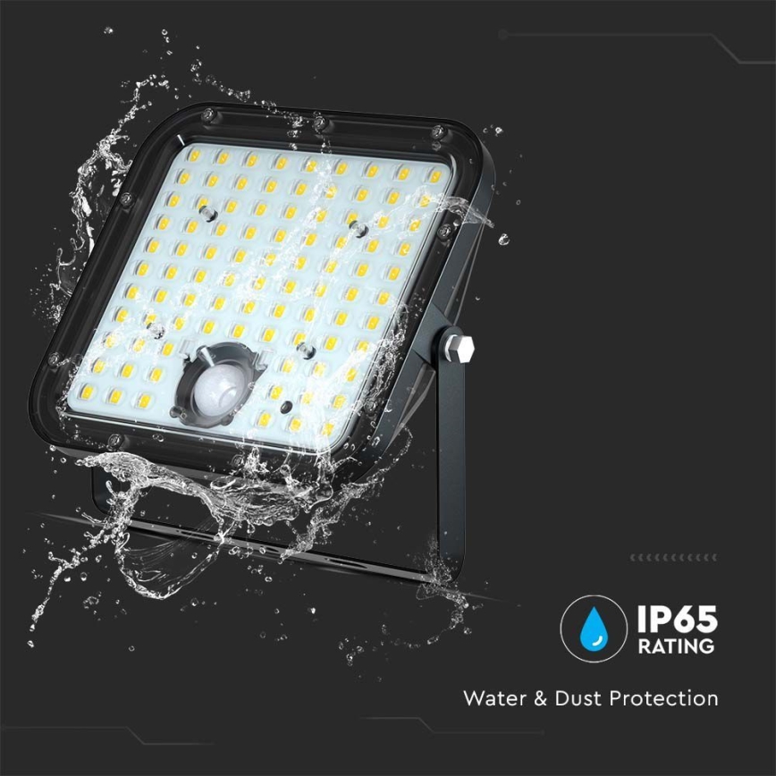 Riflettore LED solare con sensore LED/30W/6,4V 4000K + telecomando