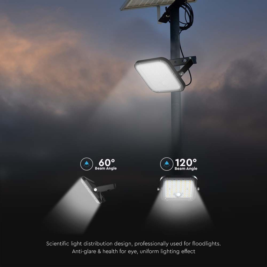 Riflettore LED solare con sensore LED/30W/6,4V 4000K + telecomando