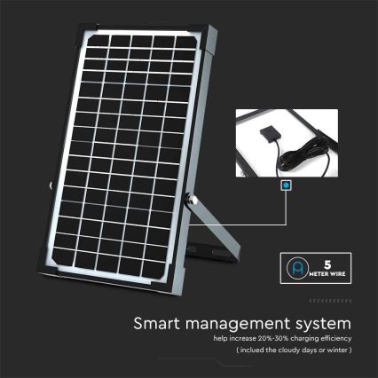 Riflettore LED solare con sensore LED/30W/6,4V 4000K + telecomando