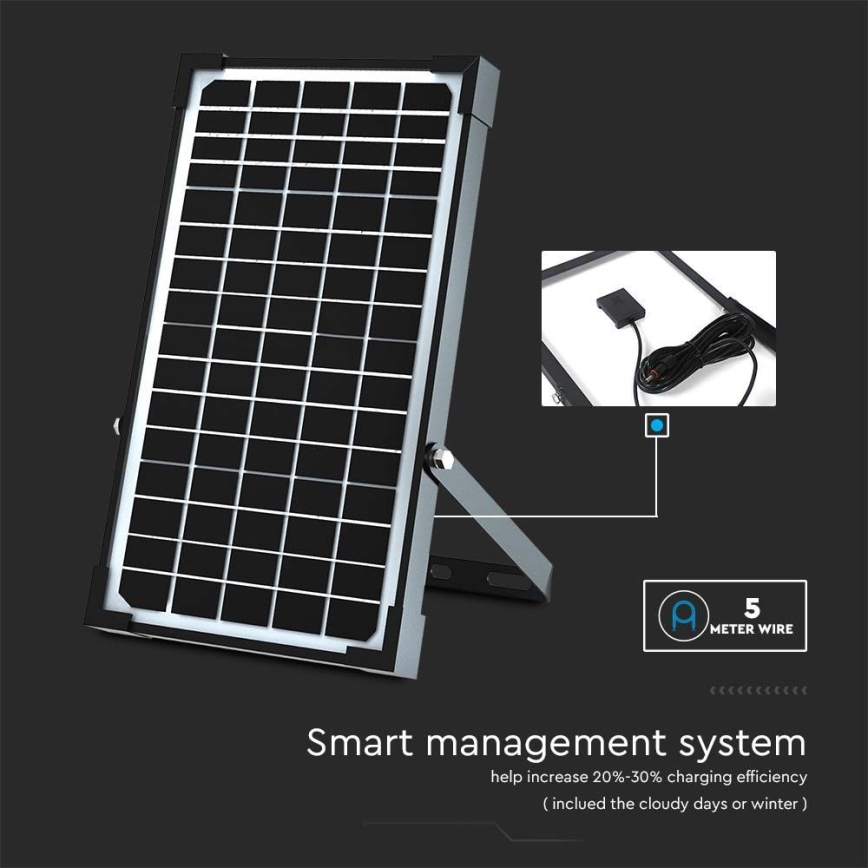 Riflettore LED solare con sensore LED/30W/6,4V 4000K + telecomando